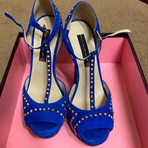 Royal Blue Suede Studded Pumps